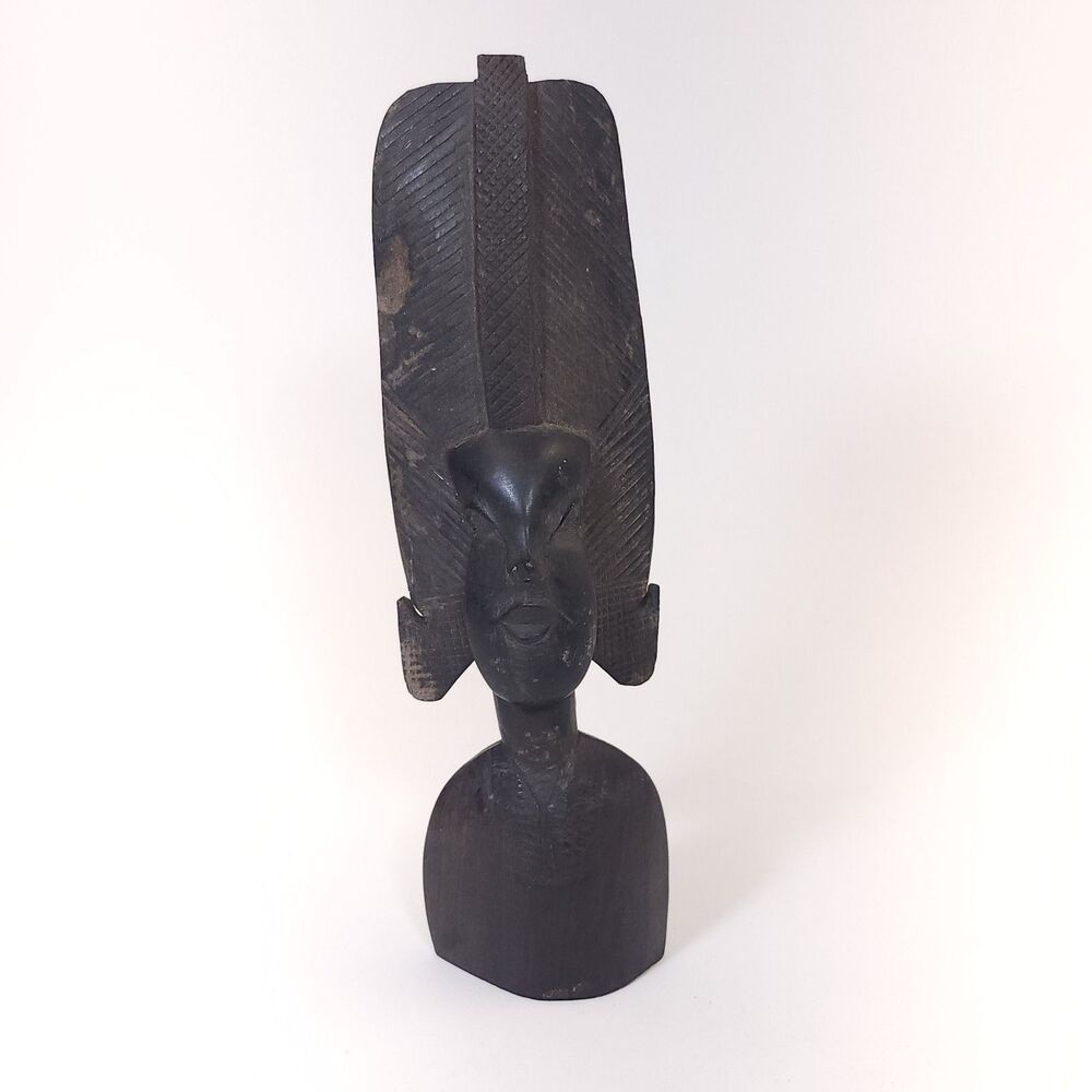 African Makonde Macassar Ebony Carved Head Bust Statue Antique Original Vintage